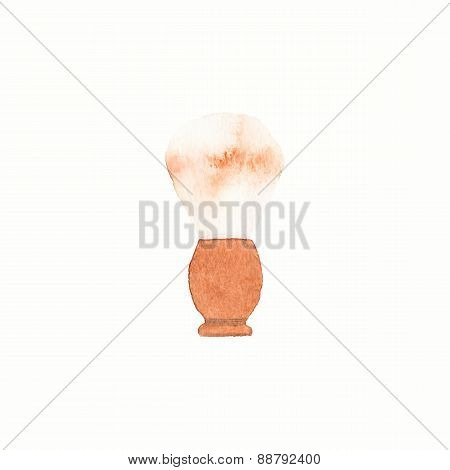 Barber brush. Watercolor brush on the white background, aquarelle. Barber shop. Vector illustration.