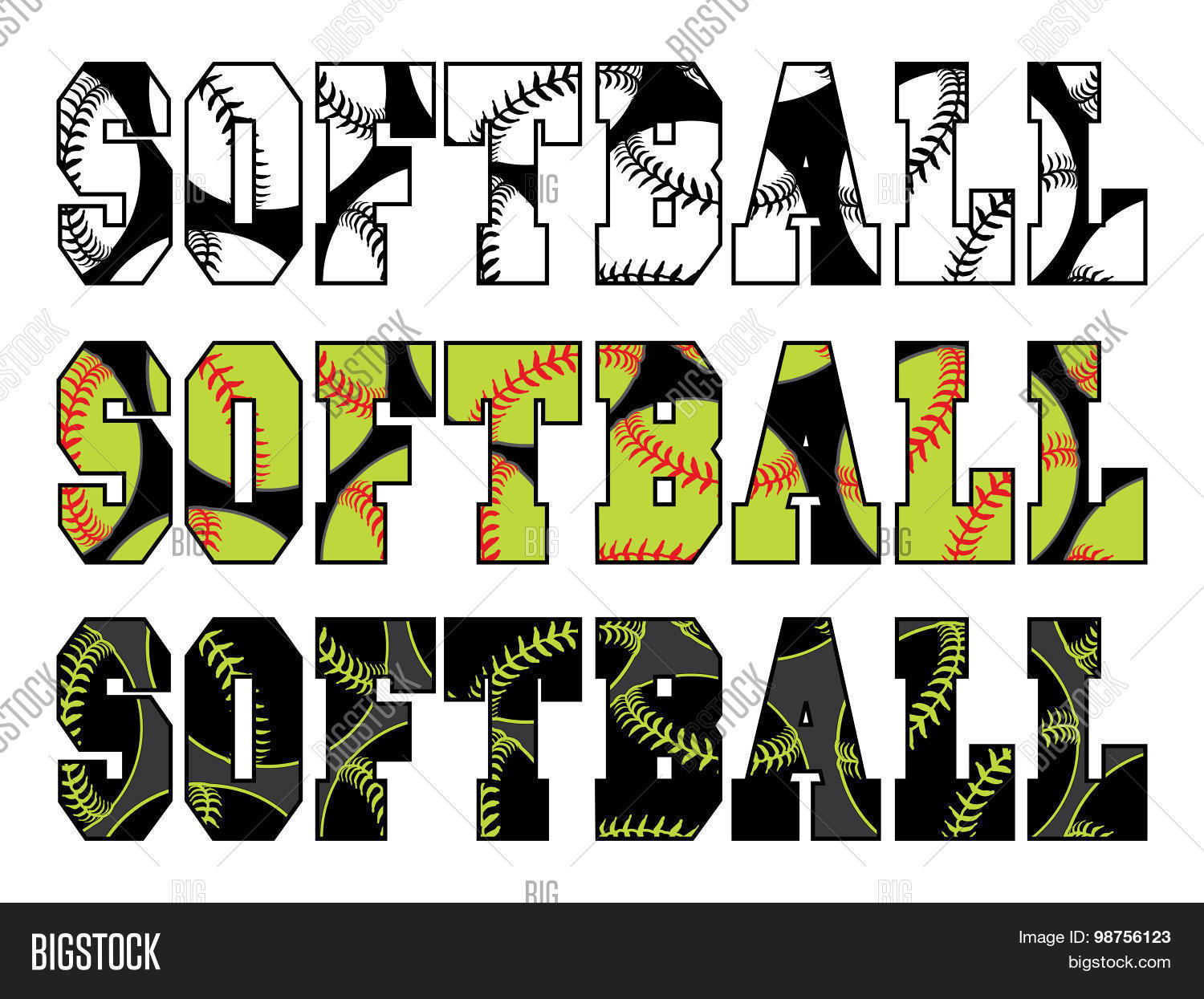 Softball Text Vector & Photo (Free Trial) Bigstock