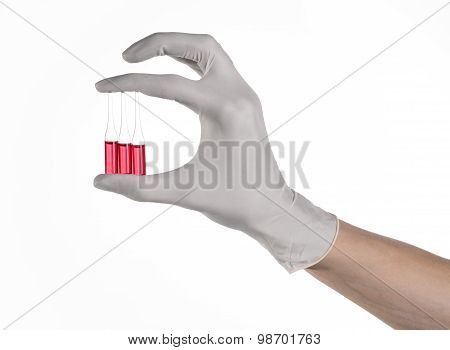 Doctor Hand Holding A Vial, Ampule Red, Vaccine Ampule, Ebola Vaccine, Flu Treatment, White Backgrou