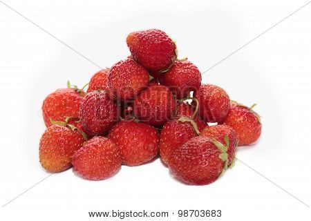 Strawberries over white background.