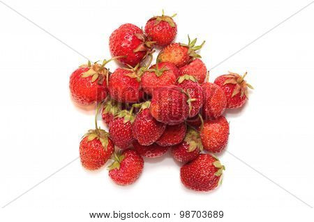 Strawberries over white background.