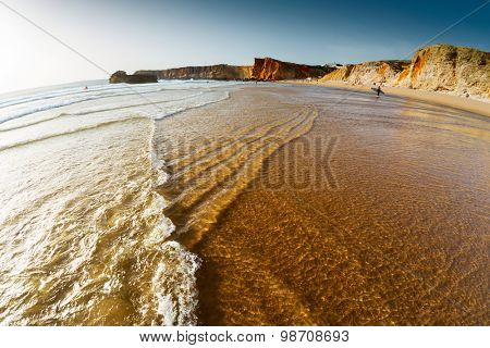 Beach named Praia do Tonel at sunset. Portugal