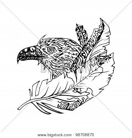 Abstract graphic eagle, print.