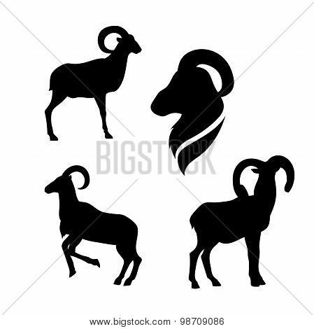 Moufflon vector silhouettes.