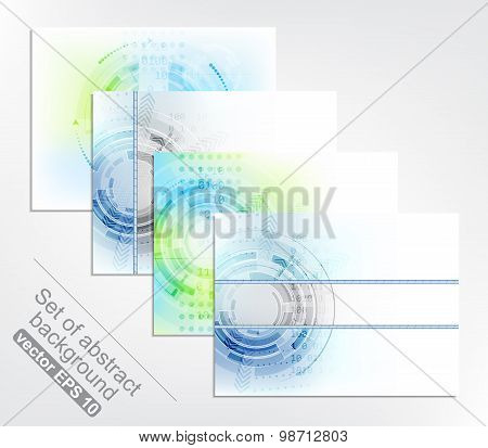 Set of four abstract vector technology background, design with space for your text