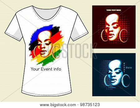African Woman Face Print Template