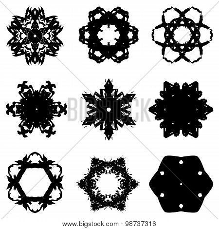Set of nine hand draw elements for design.