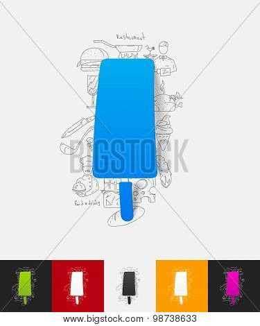 ice cream paper sticker with hand drawn elements