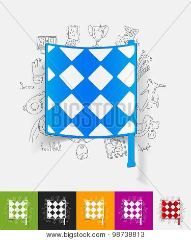 linesman flag paper sticker with hand drawn elements