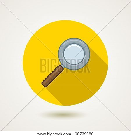 Vector magnifying glass in a yellow circle