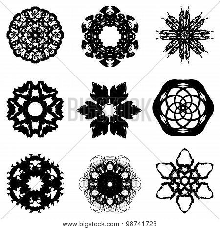Set of nine hand draw elements for design.