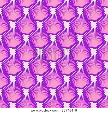 Scallop seashell semless pattern on background. illustration