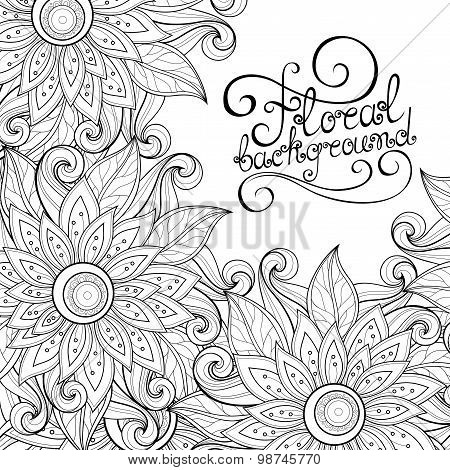 Vector Monochrome Floral Background