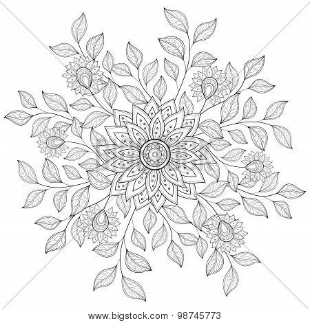 Vector Monochrome Floral Background