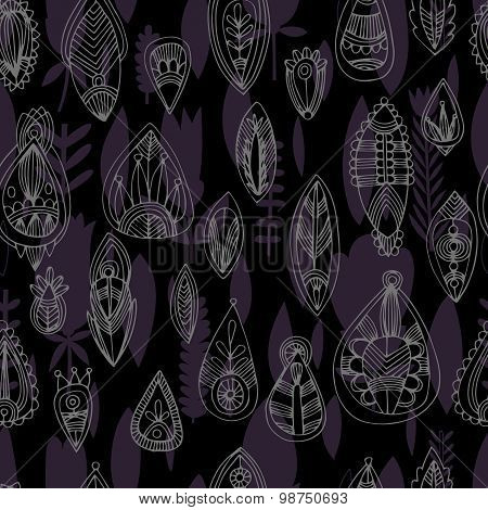 Seamless Floral Retro Background Pattern In Vector. Henna Paisley Mehndi Doodles Design Pattern.  -