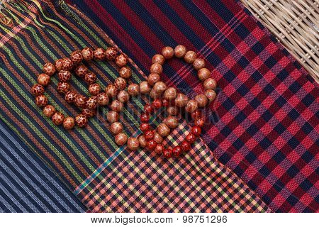 Colorful Traditional Khmer Scarfs And Beads