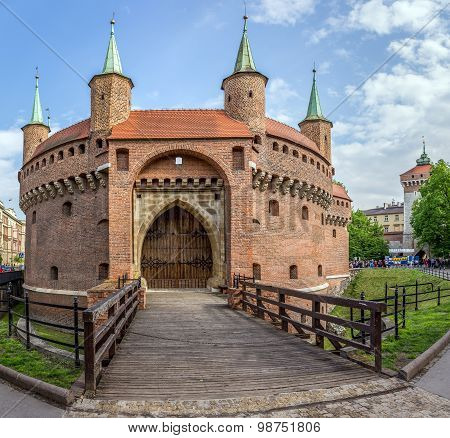 Barbakan Fortress In Cracow, Poland