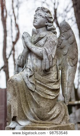 Old Cemetery Marble Sculpture Of The Angel