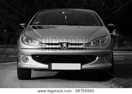 Subotica, Serbia, July 23, 2015: Photo Shooting Of A Convertible Peugeot 206 Cc Car, With Roof Down