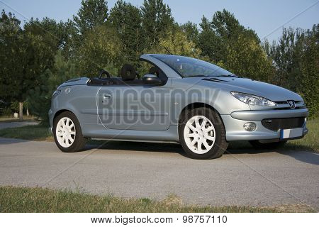 Subotica, Serbia, July 23, 2015: Photo Shooting Of A Convertible Peugeot 206 Cc Car, With Roof Down