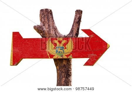Montenegro Flag wooden sign isolated on white background