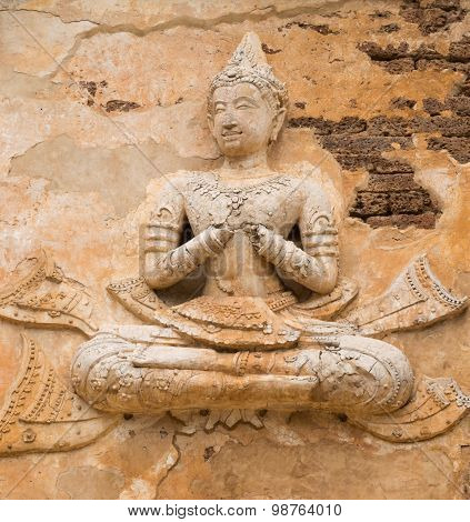Ancient Buddha image statues at Wat Jet Yod, Chiang Mai, Thailand