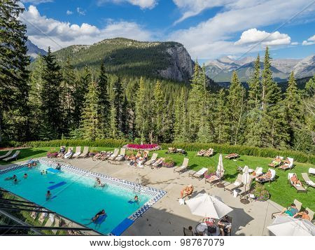 Outdoor pool at the Banff Springs Hotel