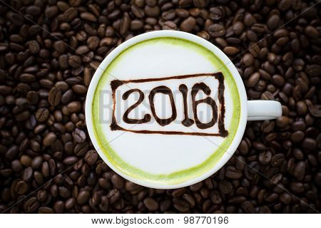 Hot Green Tea With Foam Milk Art 2016 Pattern