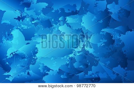Colorful Oil Paint Stains. Blob Watercolor Painted. Blue Brush. Vector Abstract Horizontal Texture.