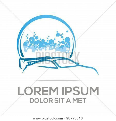 Logo bubble brush car wash icon vector