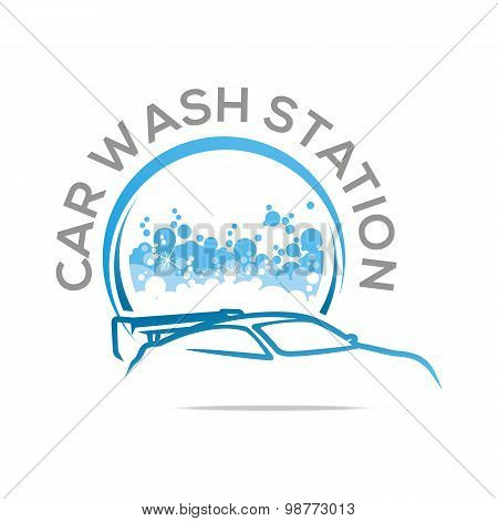 Logo bubble brush car wash icon vector