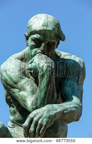 PARIS, FRANCE - SEPTEMBER 12, 2014: The Thinker in Rodin Museum in Paris