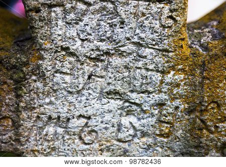 Moss-grown Surface Of The Old Stone Cross
