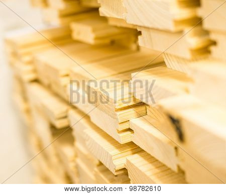 Stack Of New Wooden Planks