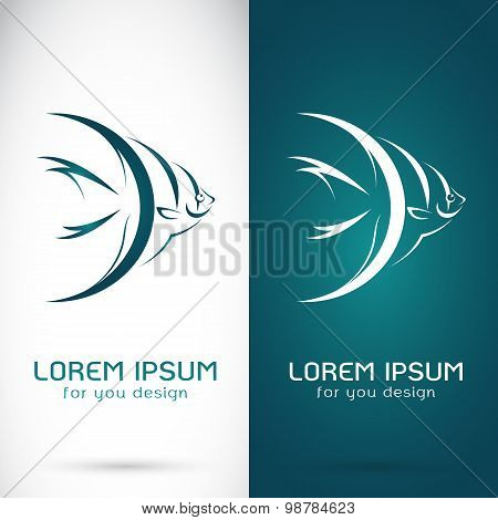 Vector Image Of An Angel Fish On White Background And Blue Background, Logo, Symbol