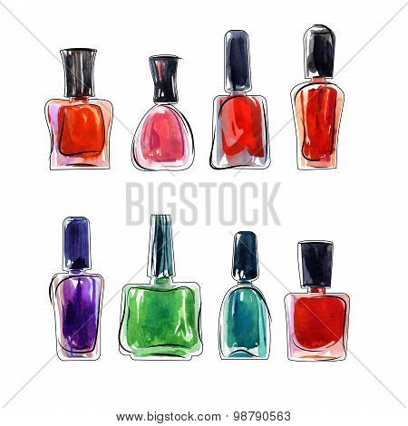 Set Bottles Of Nail Polish