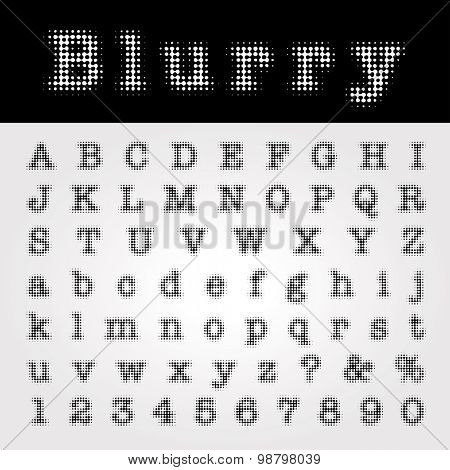 vector dotted halftone alphabet
