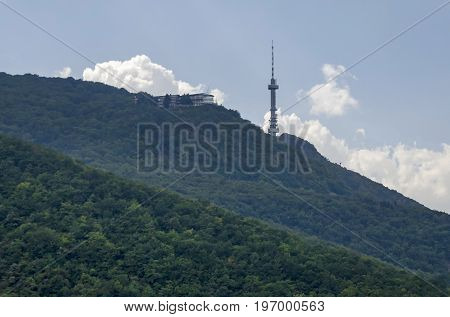 Landscape on the part of Vitosha mountain with television tower in Vitosha mountain, Bulgaria