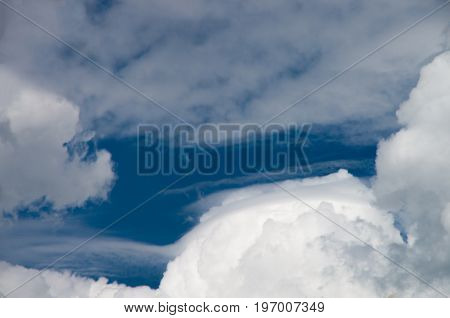 white clouds on the blue sky, background, cloudscape