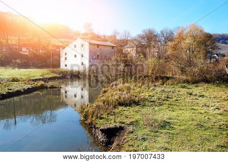 Autumn Landscape Of The Countryside: Old Non-working Watermill N