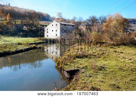 Autumn Landscape Of The Countryside: Old Non-working Watermill N