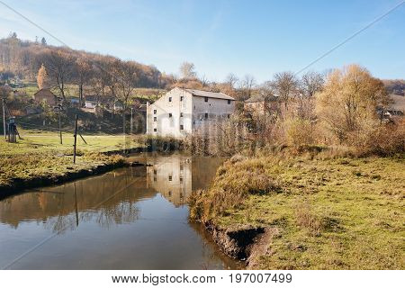 Autumn Landscape Of The Countryside: Old Non-working Watermill N
