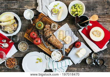 Preparation Snack For Eating On Wooden Table