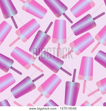 seamless pattern ice cream, ice lolly, pastel colors on white background. Vector