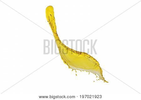 flying beautiful oil splah isolated over white background and drops