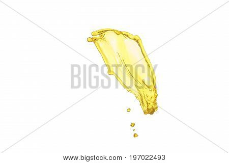 flying beautiful oil splah isolated over white background and drops