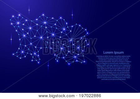 Jersey map of polygonal mosaic lines network rays and space stars of vector illustration.