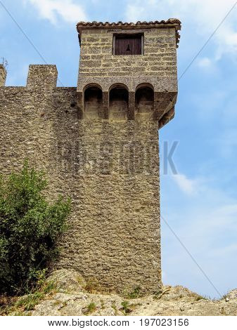 Fragment of Castle of San Marino on the rock