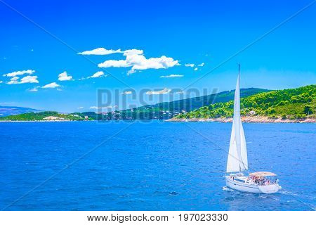 View at Adriatic coast in Dalmatia region, Island Solta seascape.