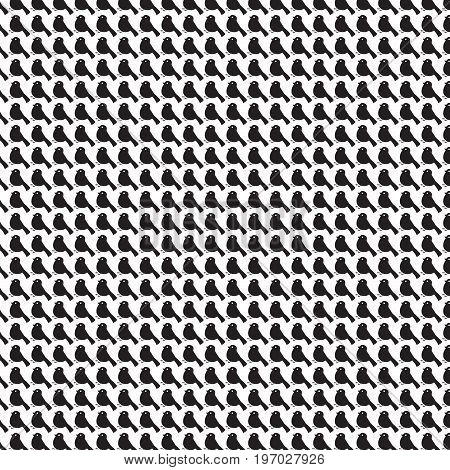 Black birds contour pattern on white background.
